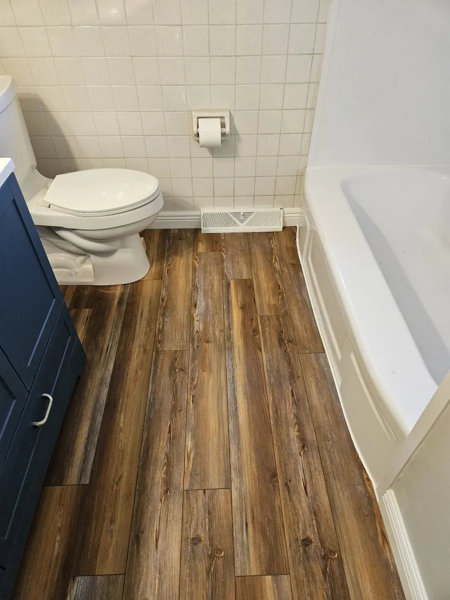 Completed bathroom tile floor