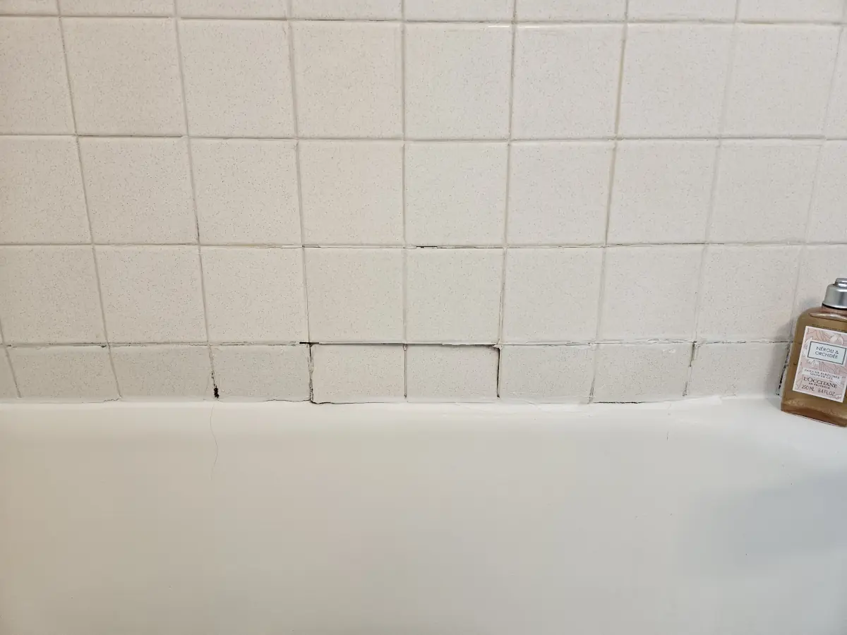 Bathroom tub tile — before