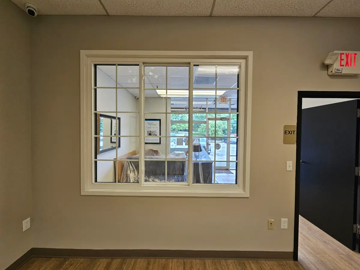 Office window trim — after